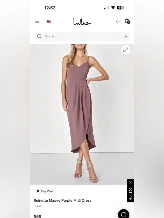 Lulu's Mauve Spaghetti-Strap Tulip Midi Dress Size M - Picture 1 of 7